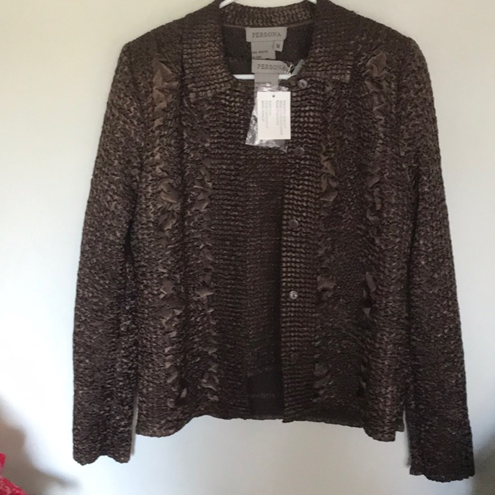 Lovely brown 2piece jacket and top by Persona. NWT